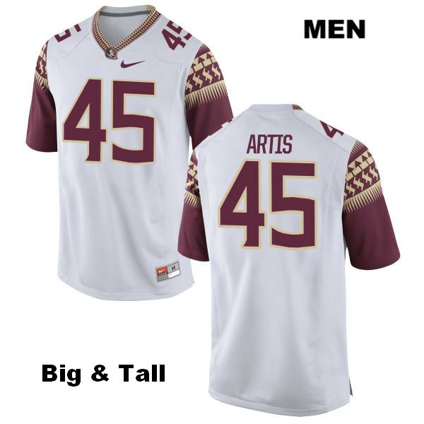 Men's NCAA Nike Florida State Seminoles #45 Demetrius Artis College Big & Tall White Stitched Authentic Football Jersey JKG1569ZN
